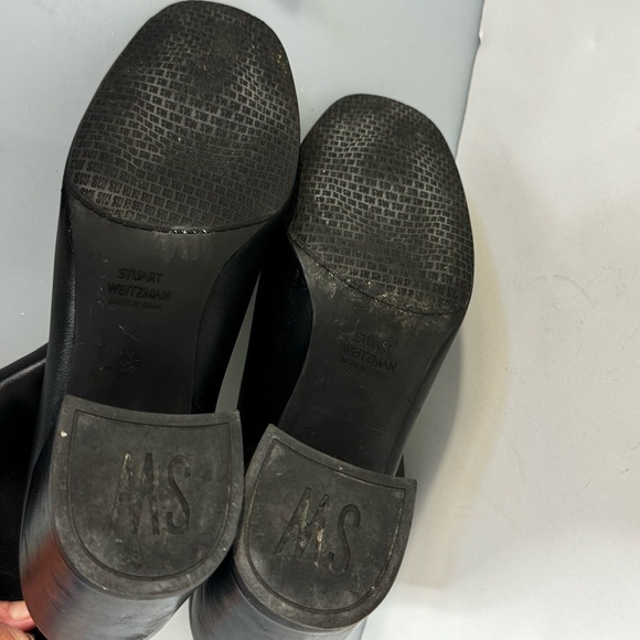 Stuart Weitzman Bacari Bootie BLOCK HEEL BLACK LEATHER 1OM INSTYLE - Picture 11 of 13